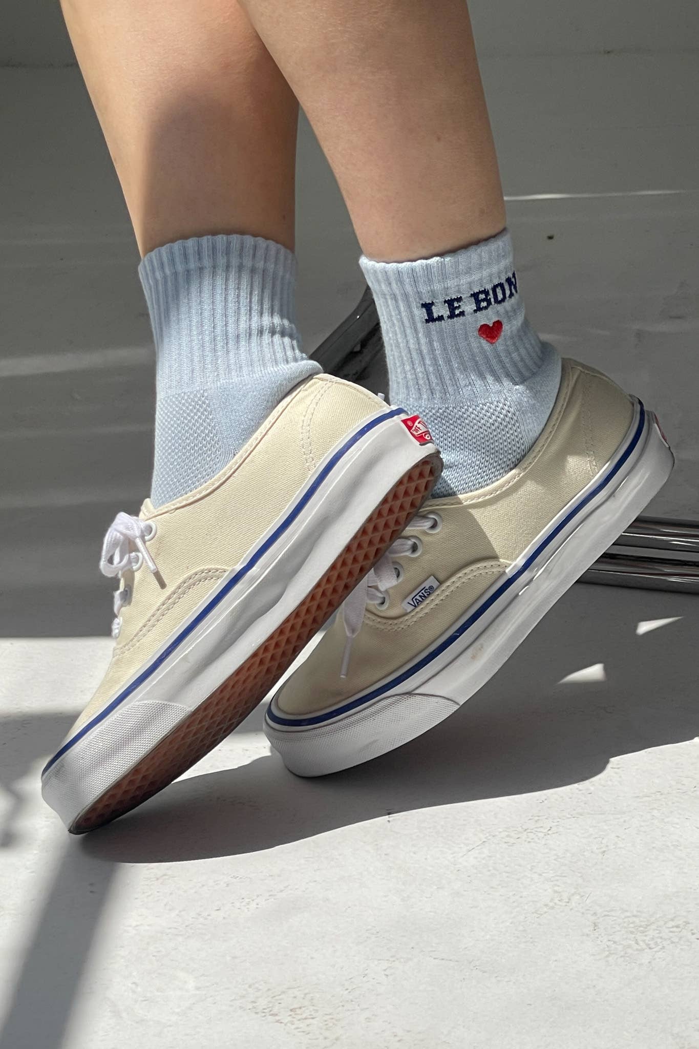 Le Bon Shoppe | Embroidered Crew Socks - Sky Blue