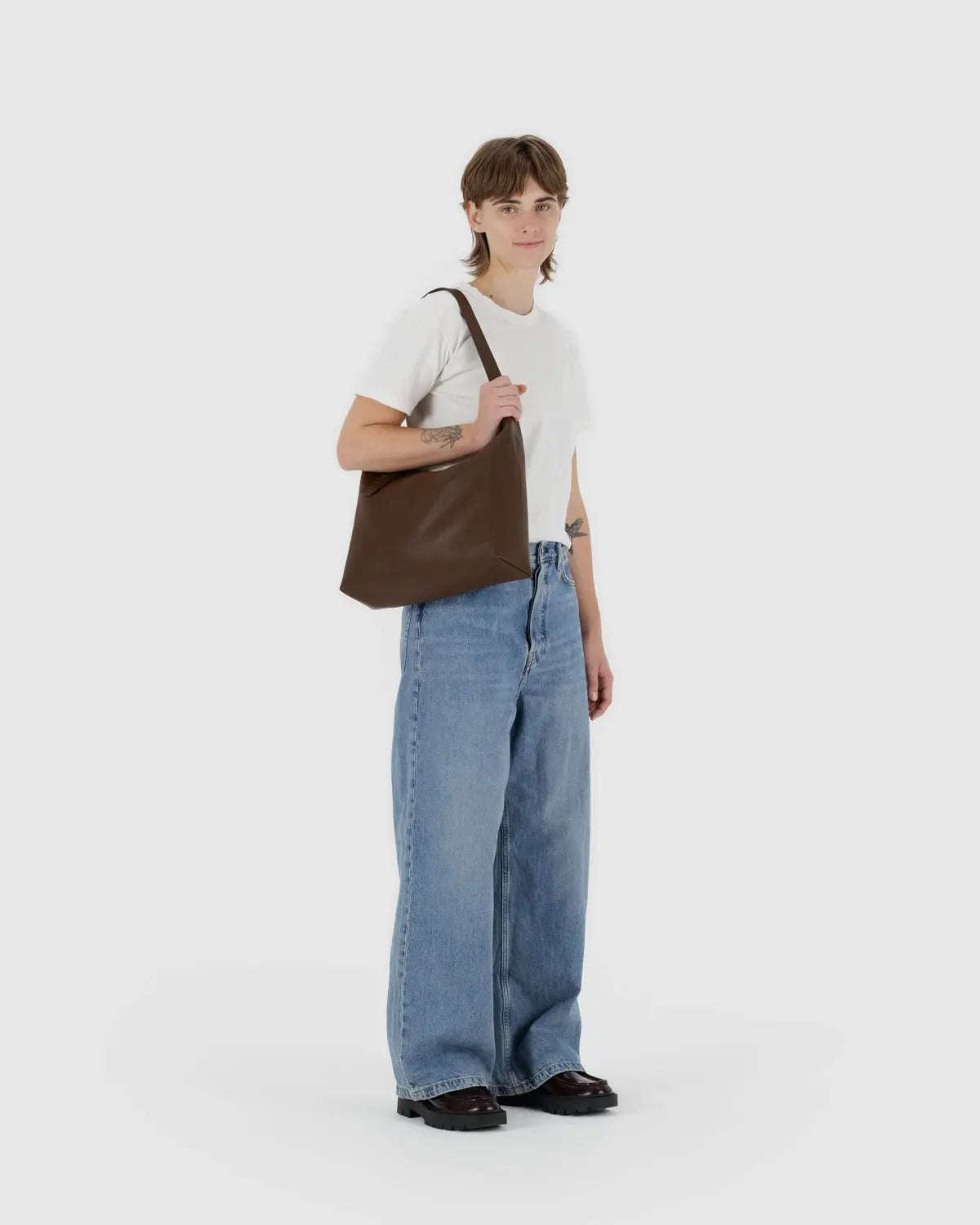 Baggu | Recycled Leather Shoulder Bag - Brown