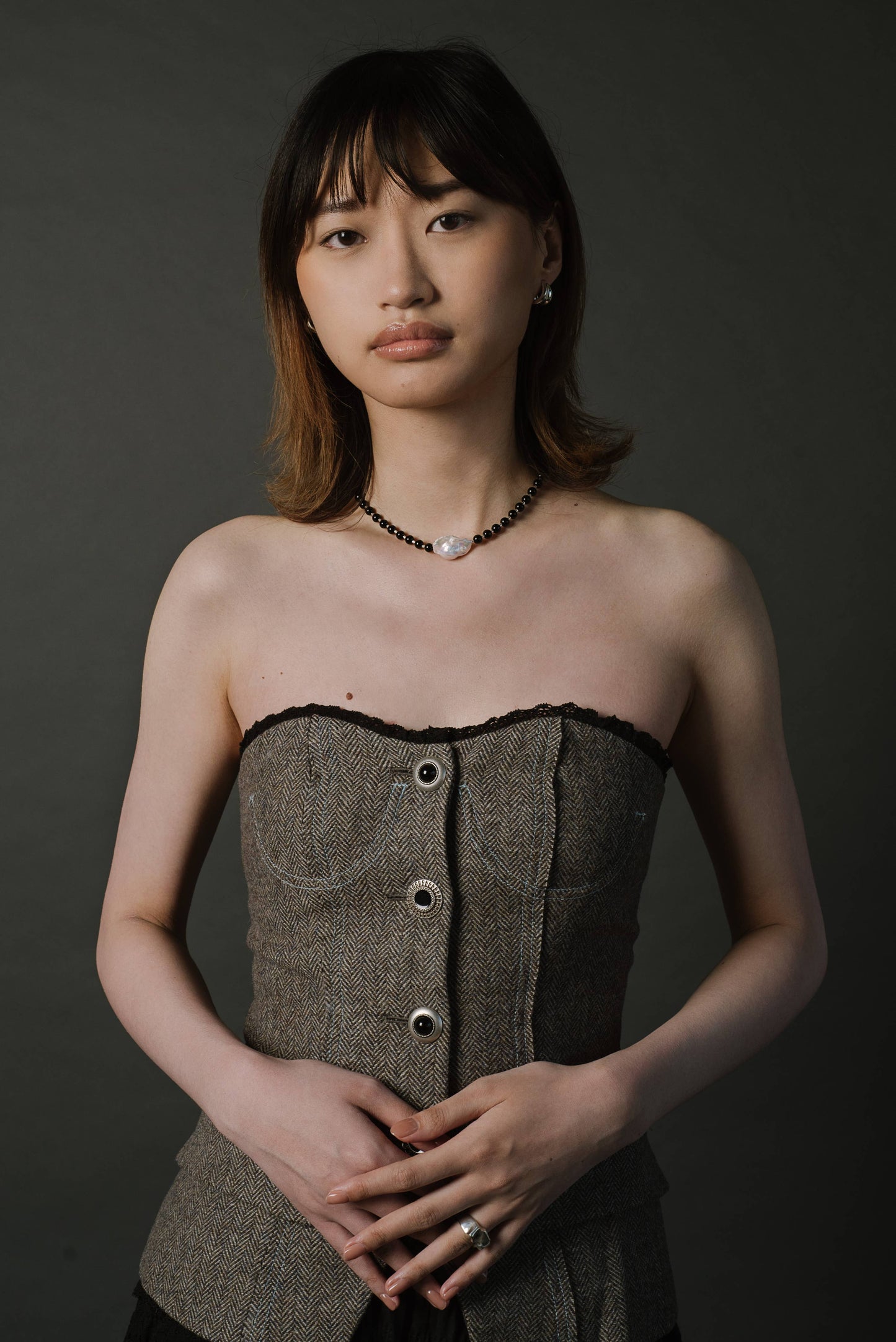 Kara Yoo | Mila II Necklace with Fireball Pearl - Black Agate