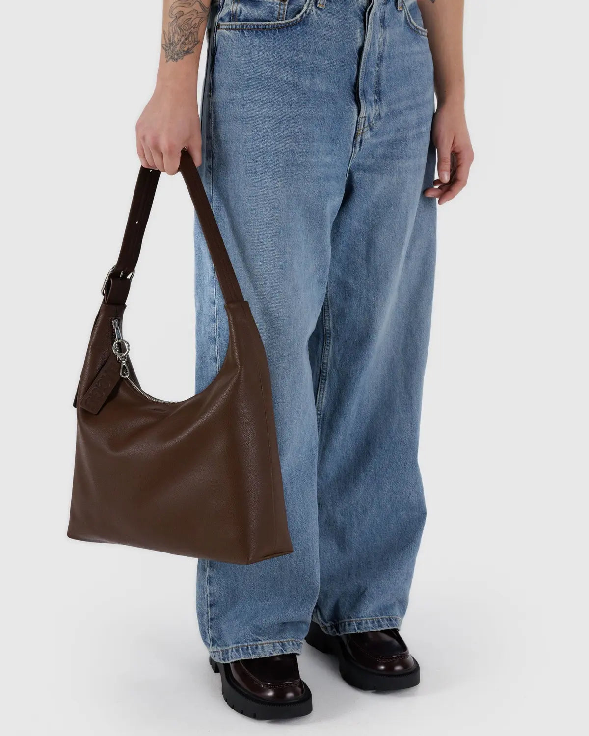 Baggu | Recycled Leather Shoulder Bag - Brown