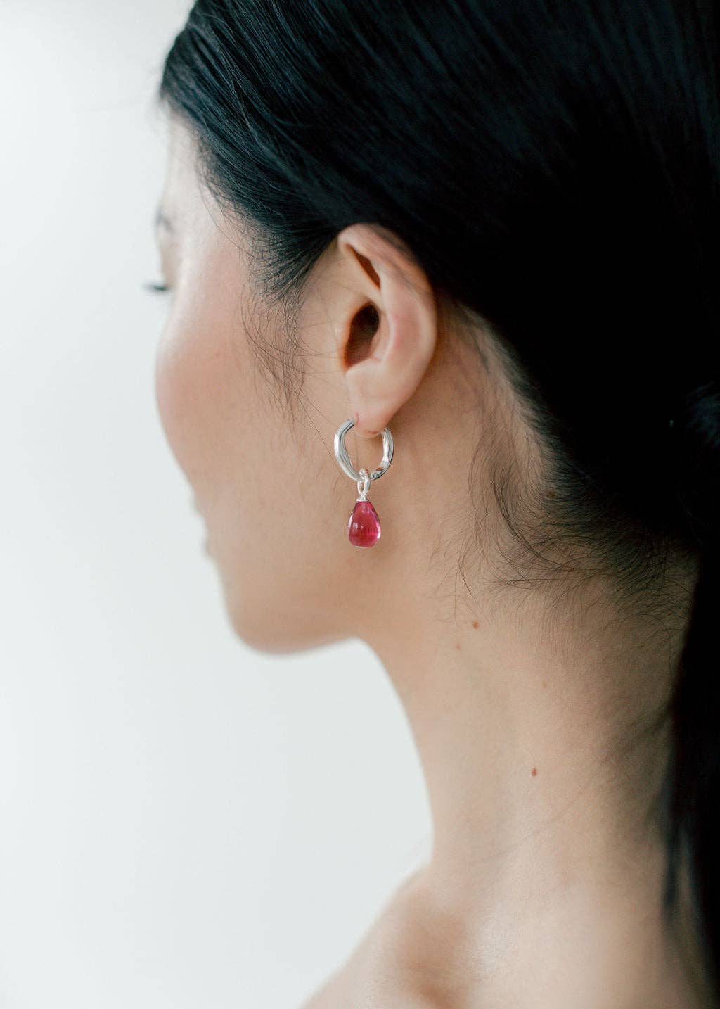 Kara Yoo | Pippa Hoops + Small Drops - Silver & Ink