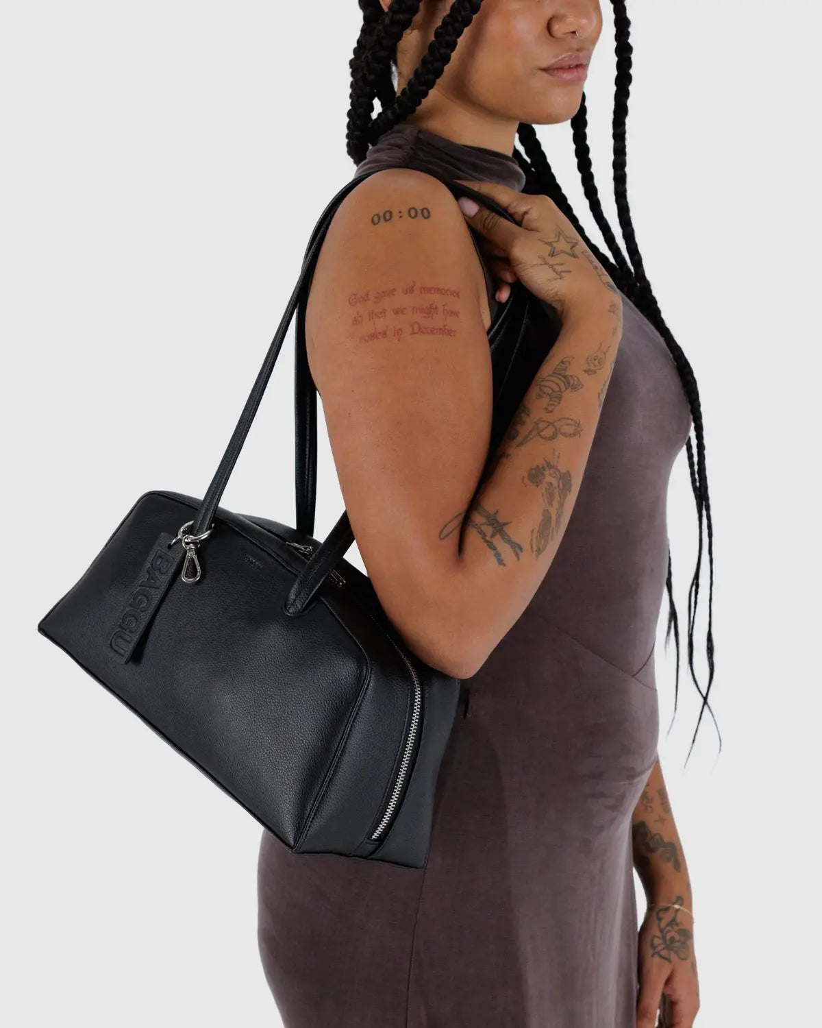 Baggu | Recycled Leather Bowler Bag - Black