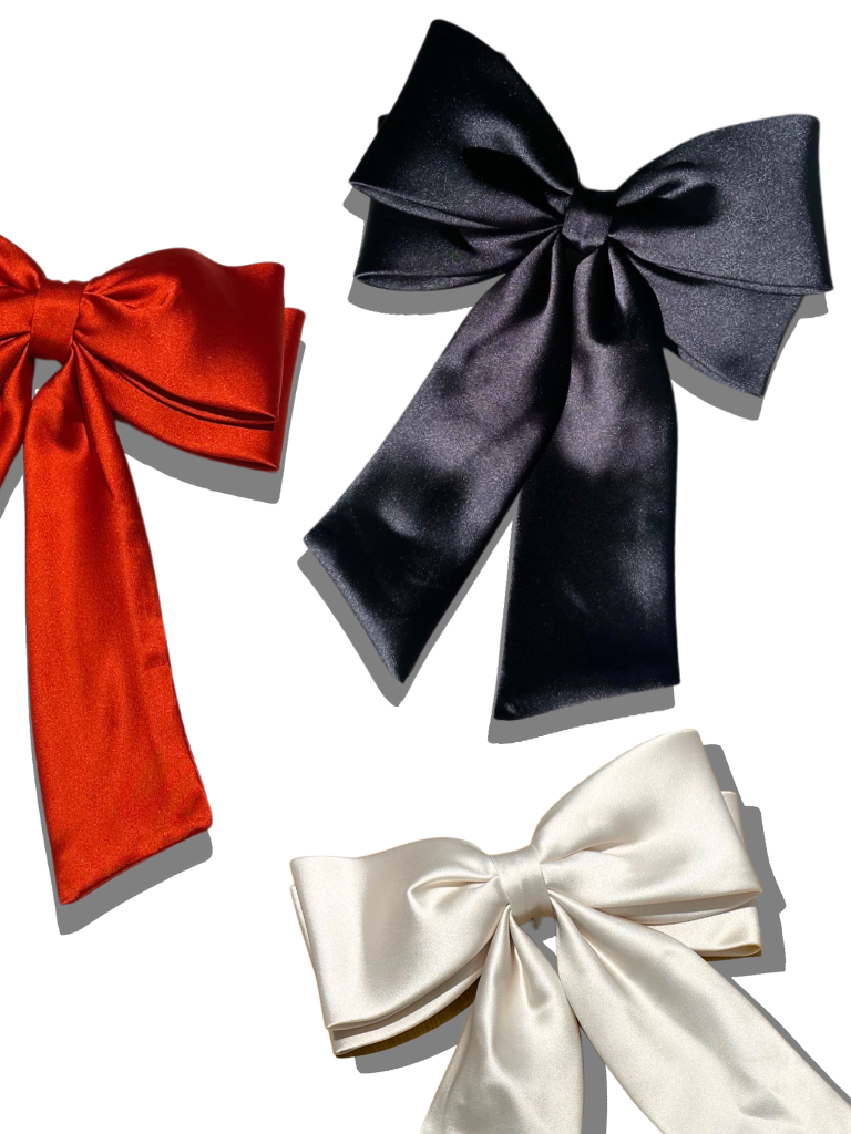 Solar Eclipse | Handmade Perfect Satin Hair Bow Clip - Cream