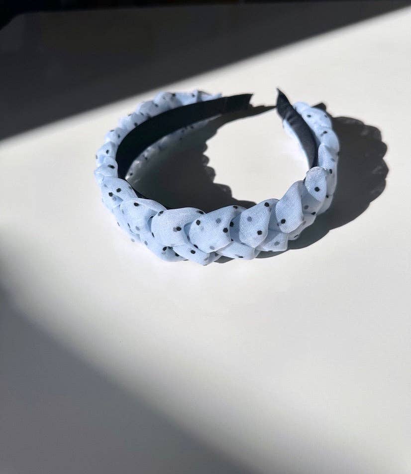 Solar Eclipse | Handmade Organza Braided Headband - Blue Spot