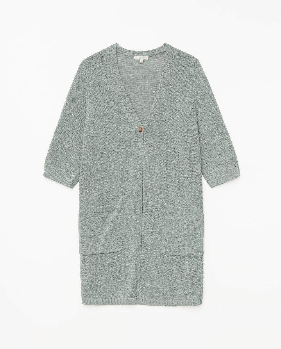 Yerse | Long Knit Cardigan - Light Green