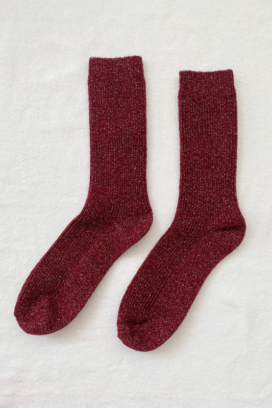 Le Bon Shoppe | Winter Sparkle Socks - Wine