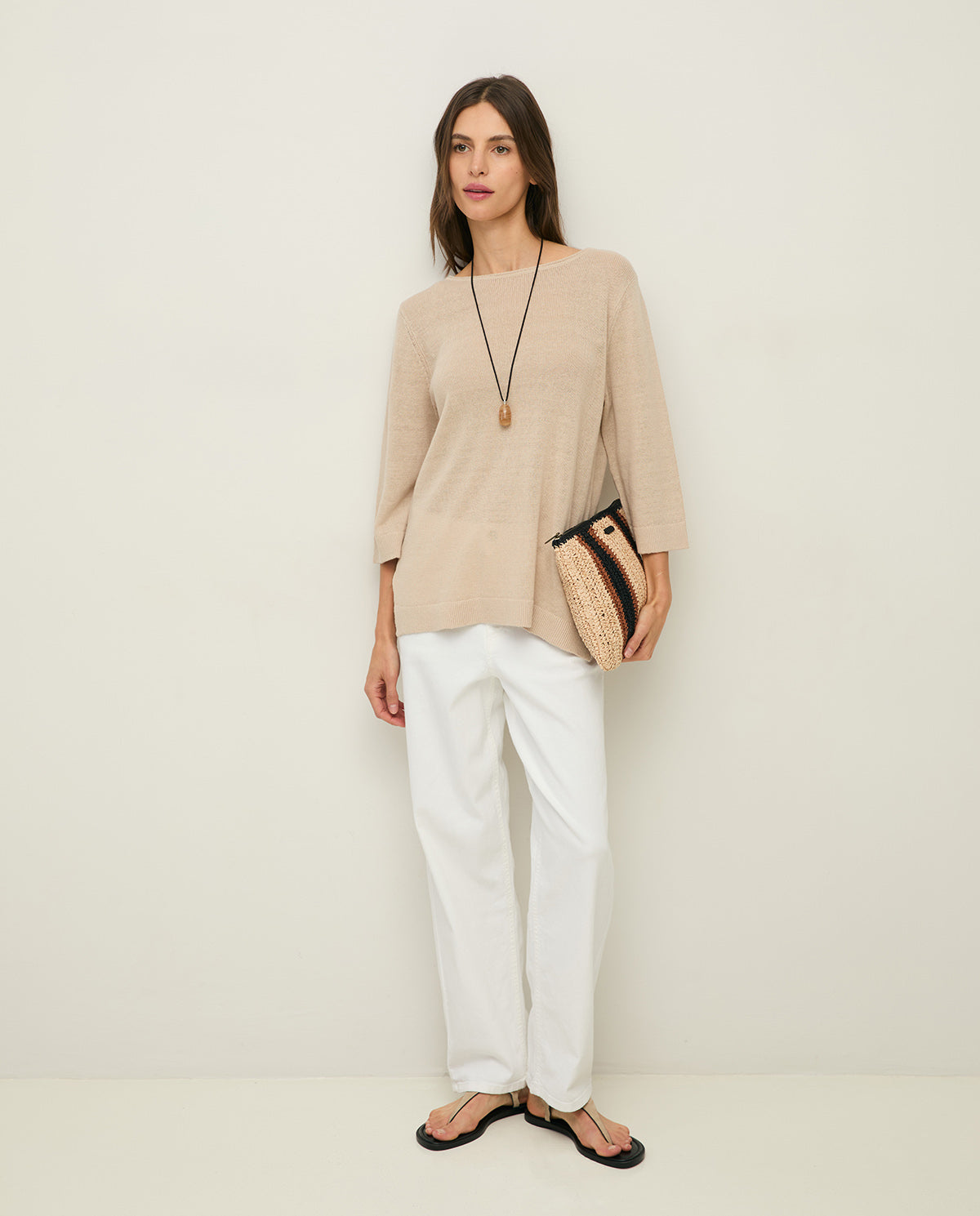 Yerse | Raffia Zip Clutch - Natural