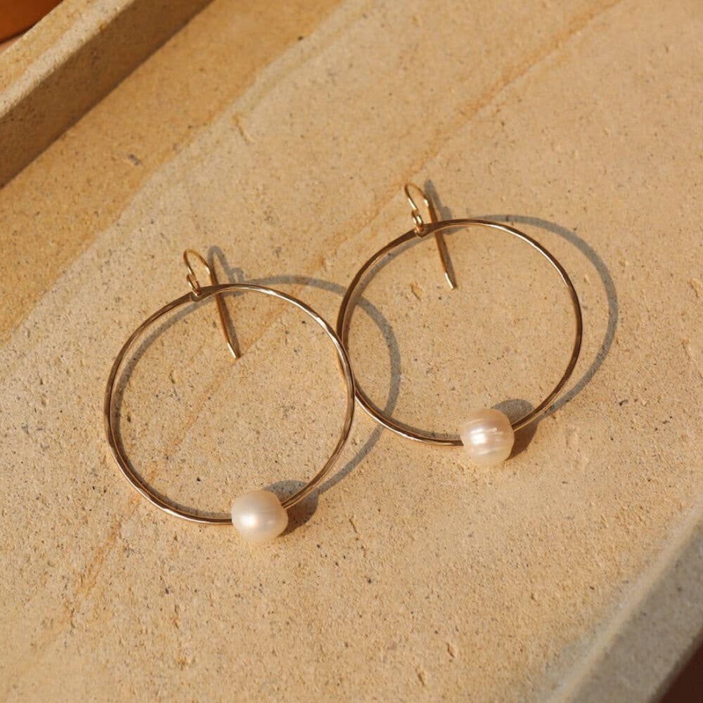 Token Jewelry | Pearl Hoops - Sterling Silver