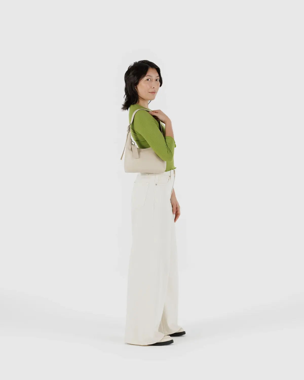 Baggu | Mini Recycled Leather Shoulder Bag - Stone