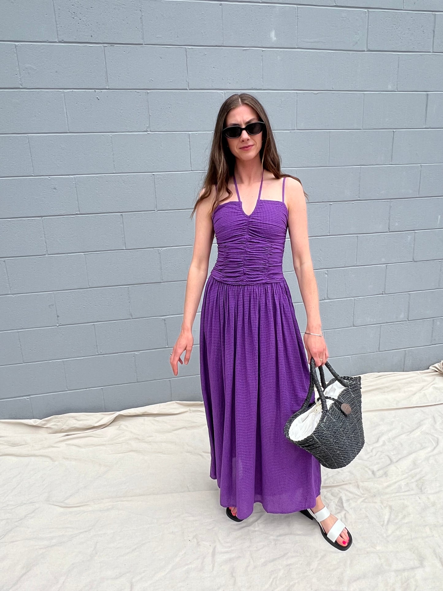 Yerse | Long Draped Dress - Purple