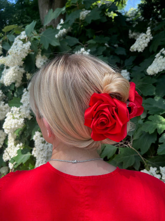 Solar Eclipse | Handmade Satin Rose Claw - Red