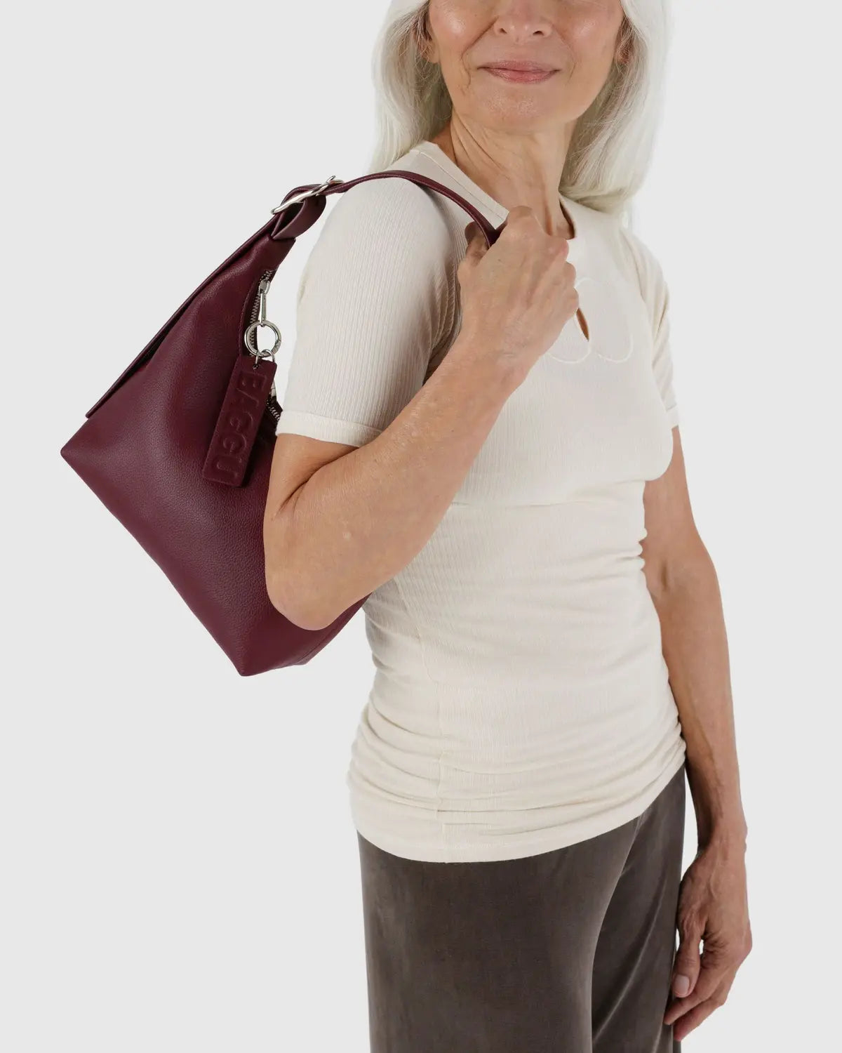 Baggu | Mini Recycled Leather Shoulder Bag - Mahogany