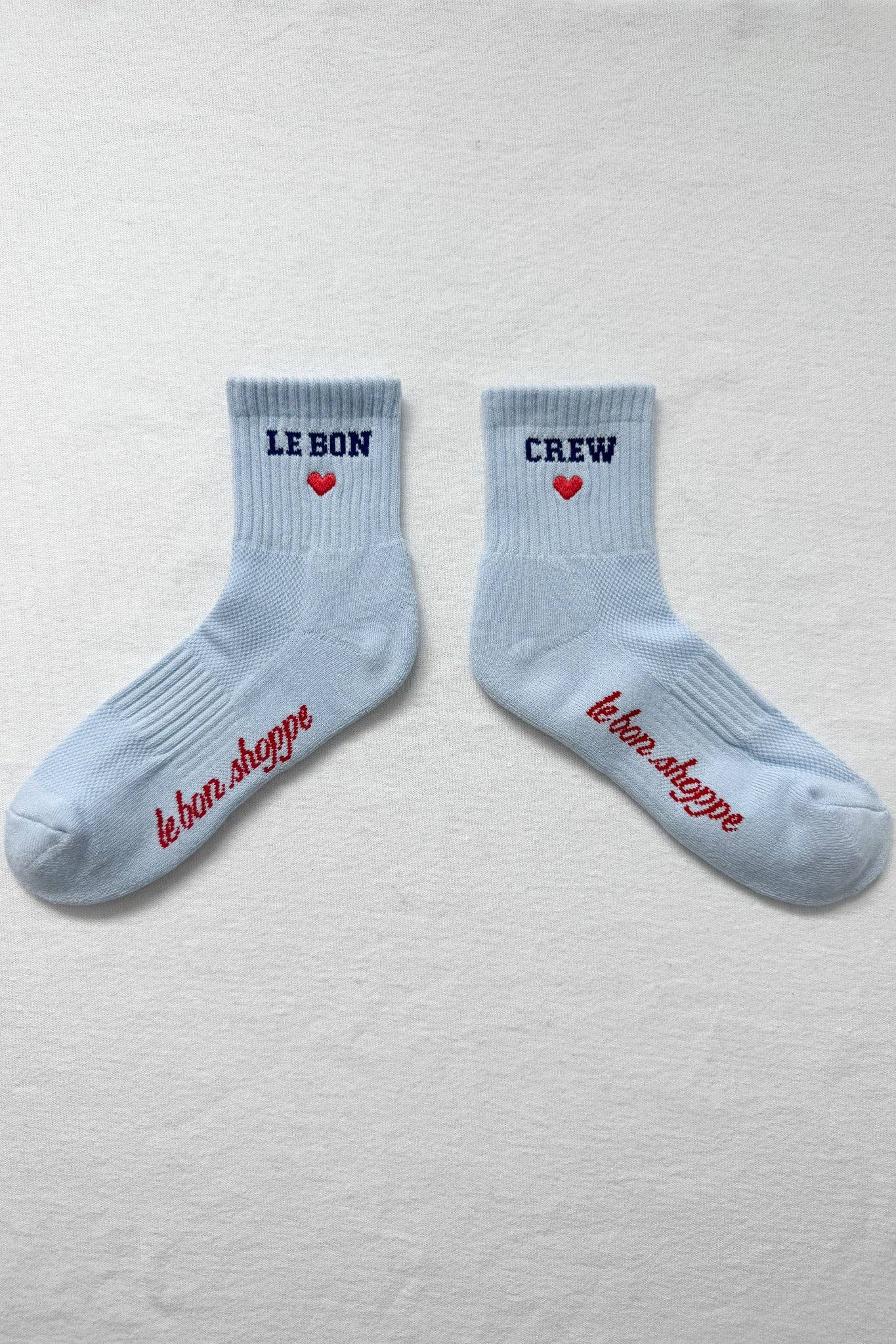 Le Bon Shoppe | Embroidered Crew Socks - Sky Blue
