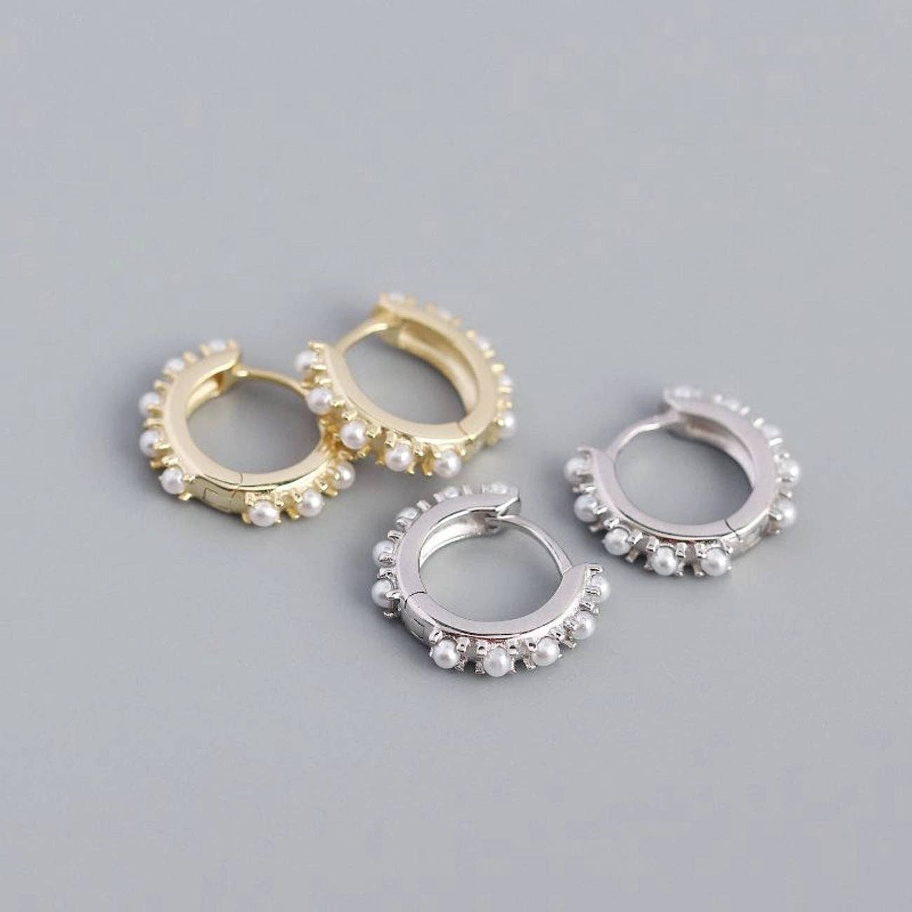 Love Local Jewelry | Brooke Pearl Hoops 1.3cm - Gold
