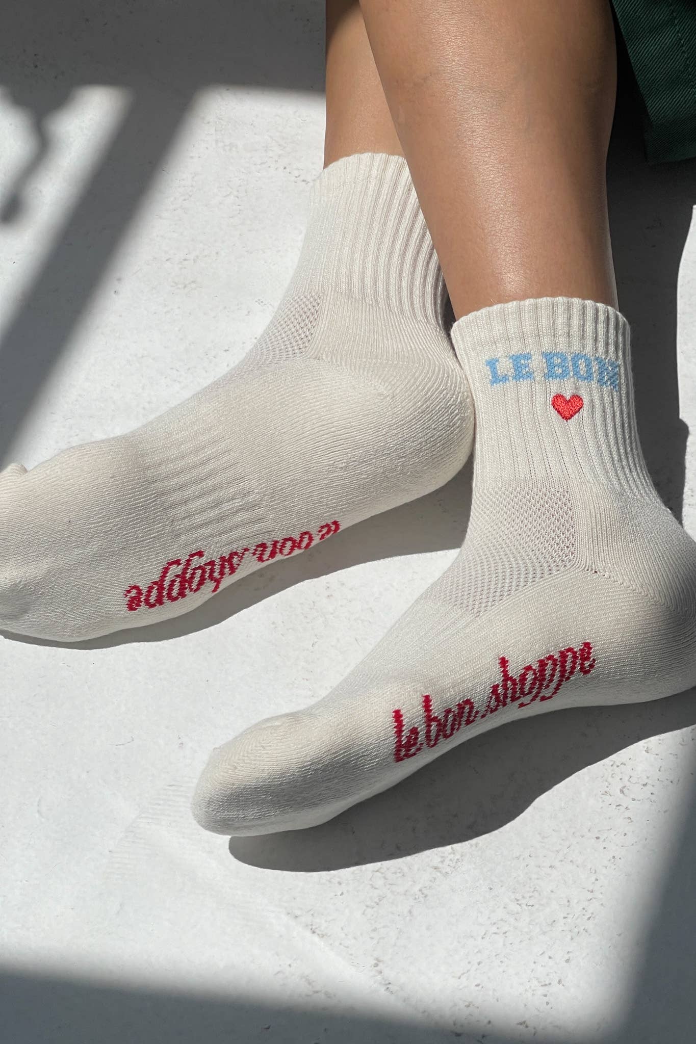 Le Bon Shoppe | Embroidered Crew Socks - Vanilla