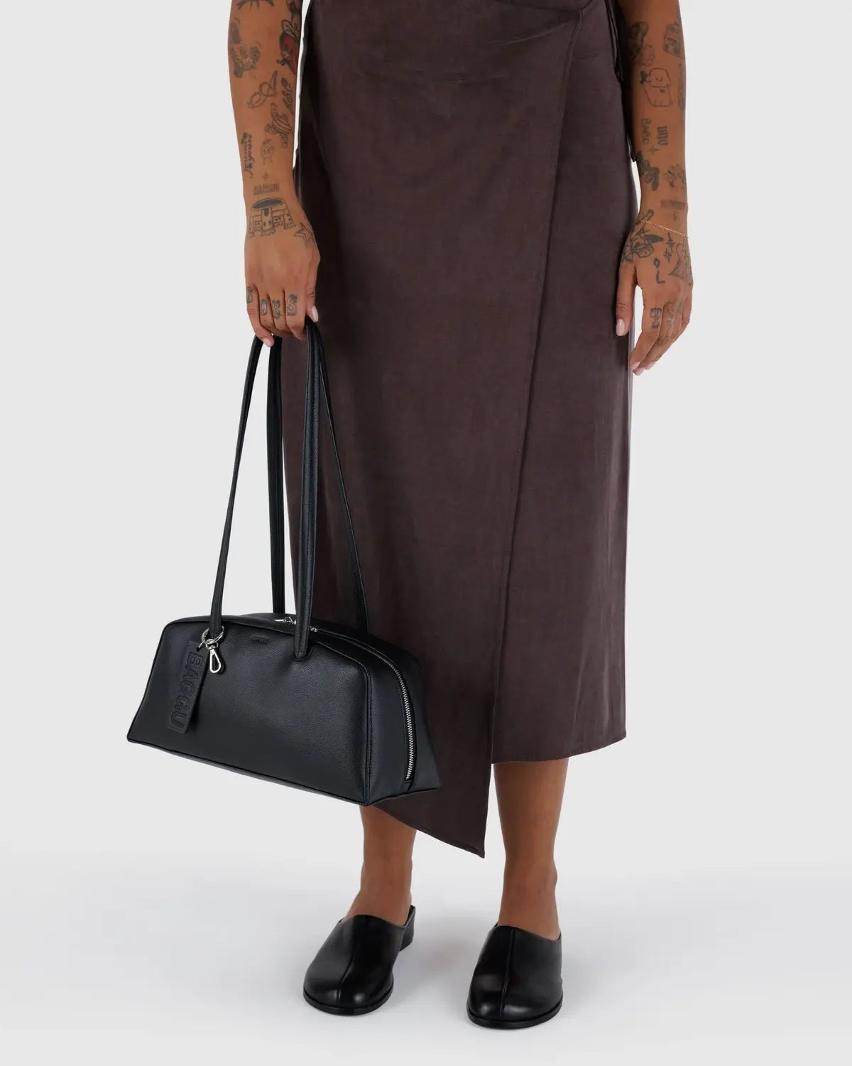 Baggu | Recycled Leather Bowler Bag - Black