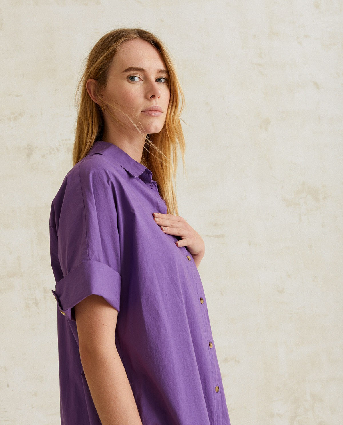 Yerse | Shirt Dress - Purple