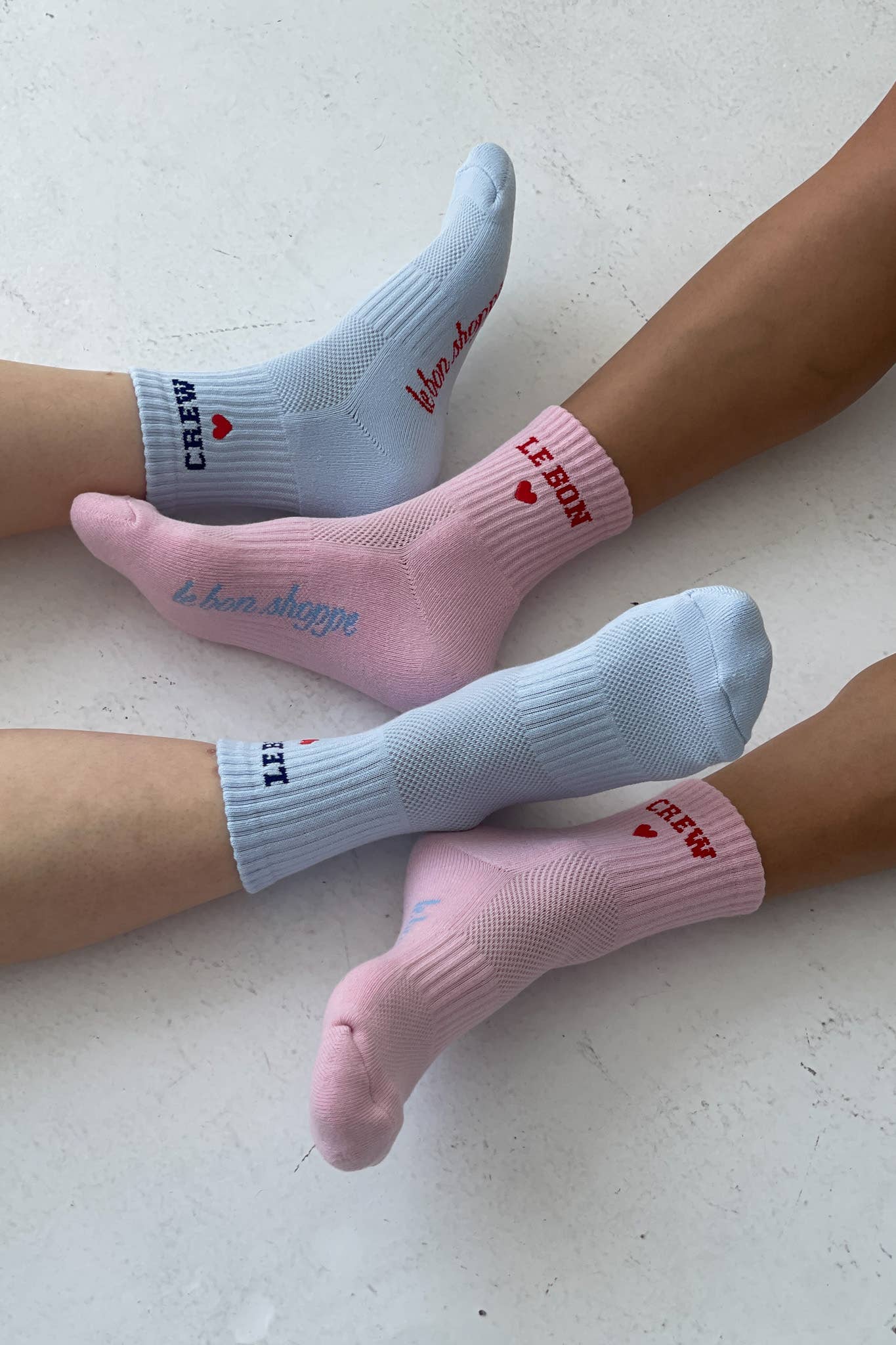 Le Bon Shoppe | Embroidered Crew Socks - Sky Blue