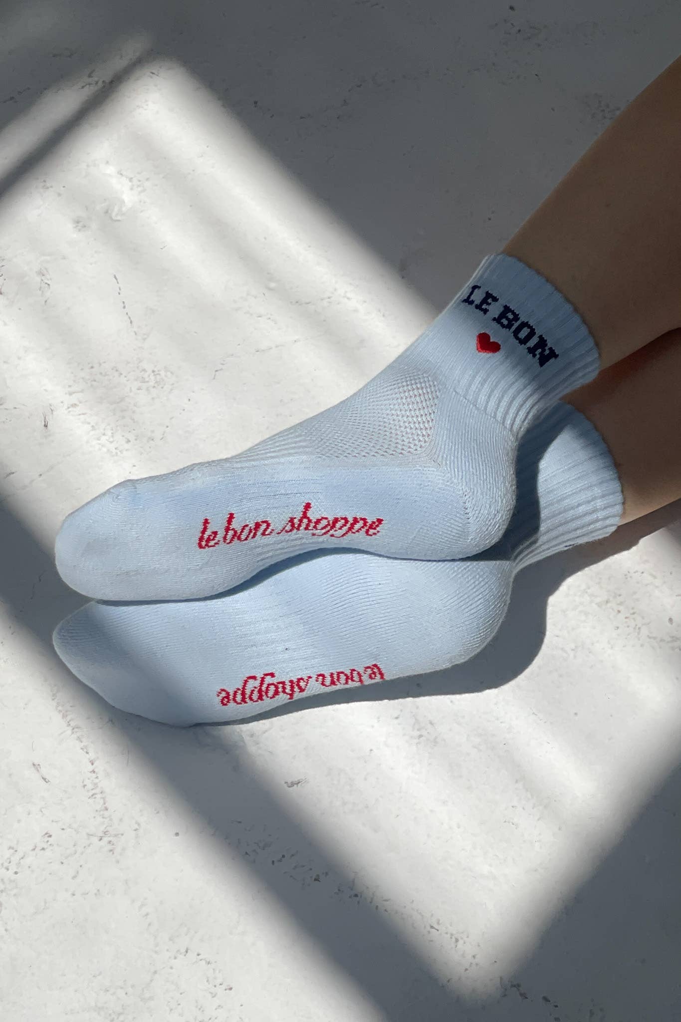 Le Bon Shoppe | Embroidered Crew Socks - Sky Blue