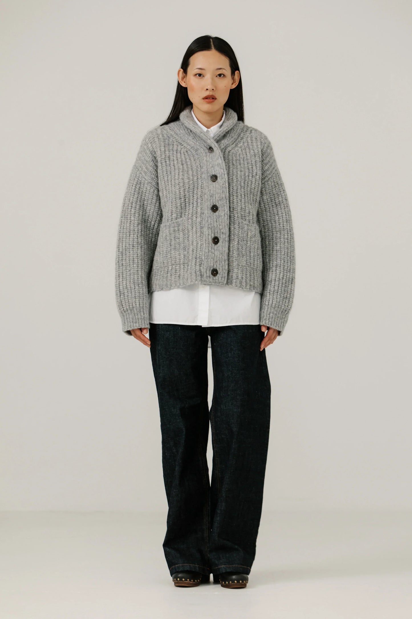 Bare Knitwear | Oversized Shawl Cardigan - Chambray