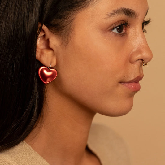 Woll | Puffy Heart Earrings - Red