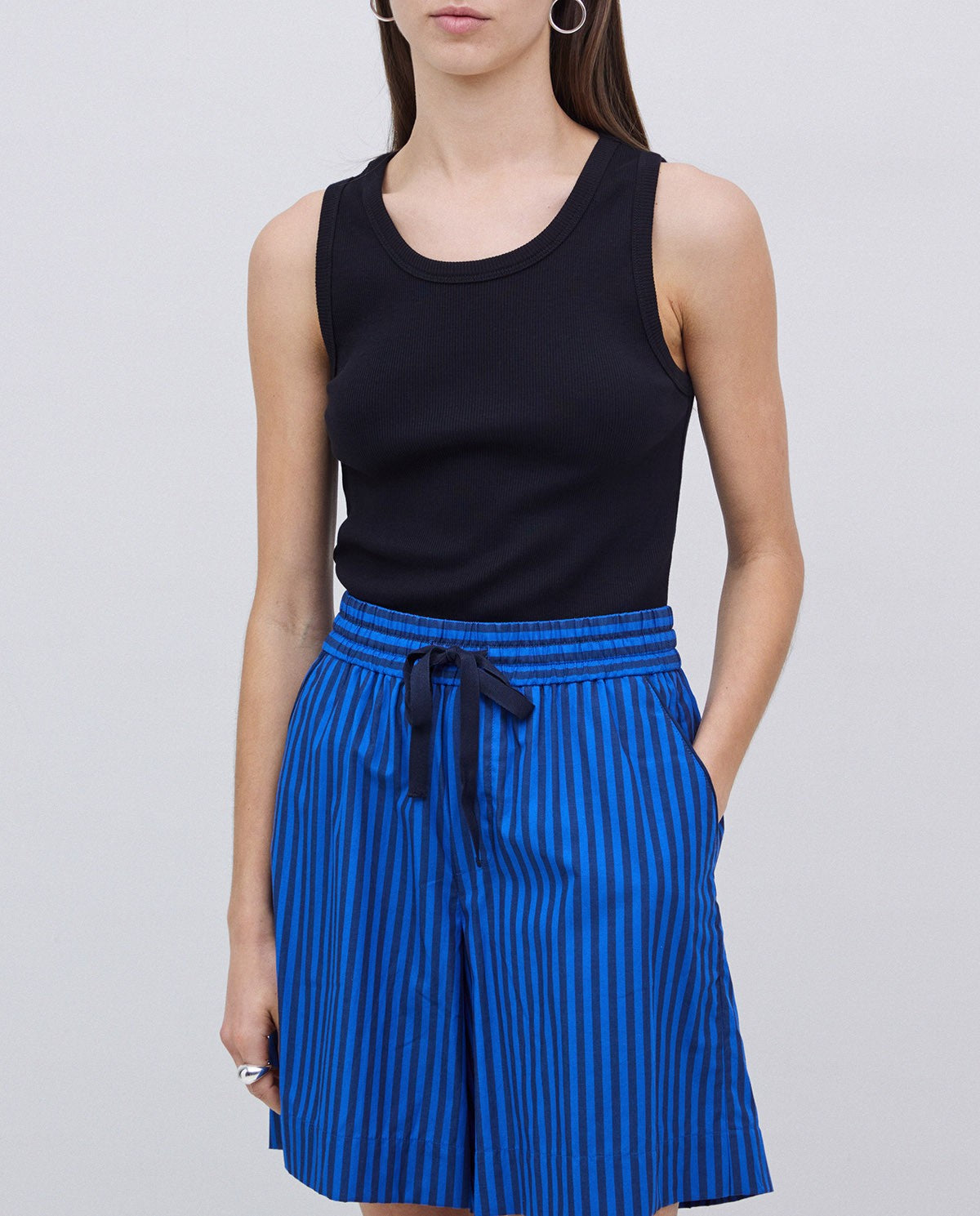 Yerse | Navy Stripe Shorts