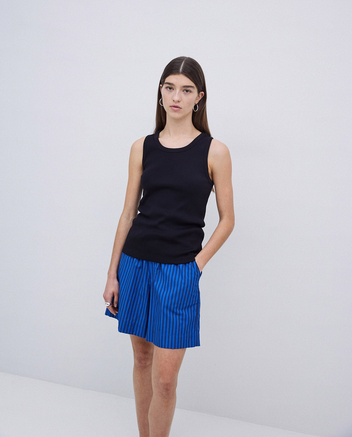 Yerse | Navy Stripe Shorts