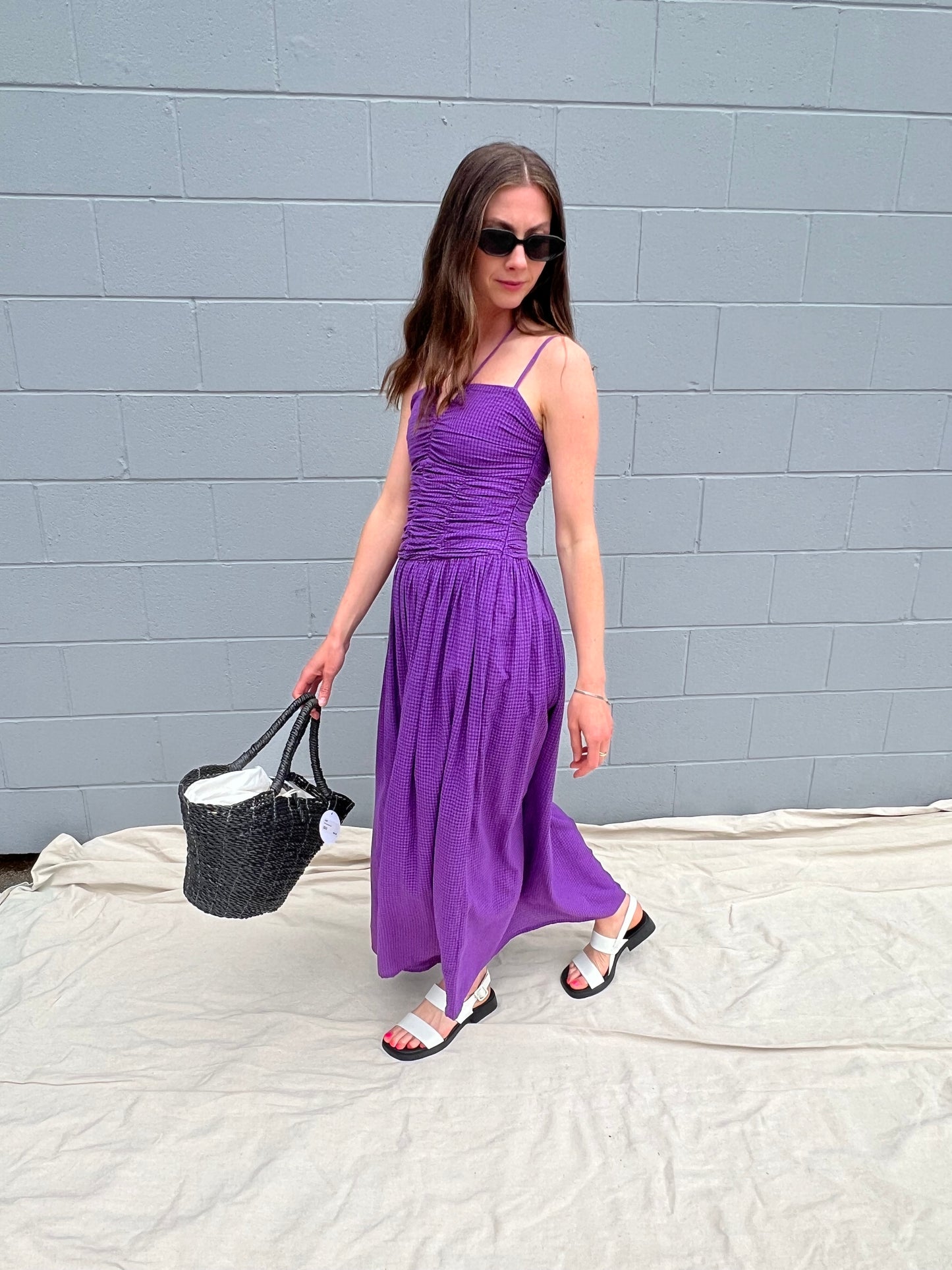 Yerse | Long Draped Dress - Purple