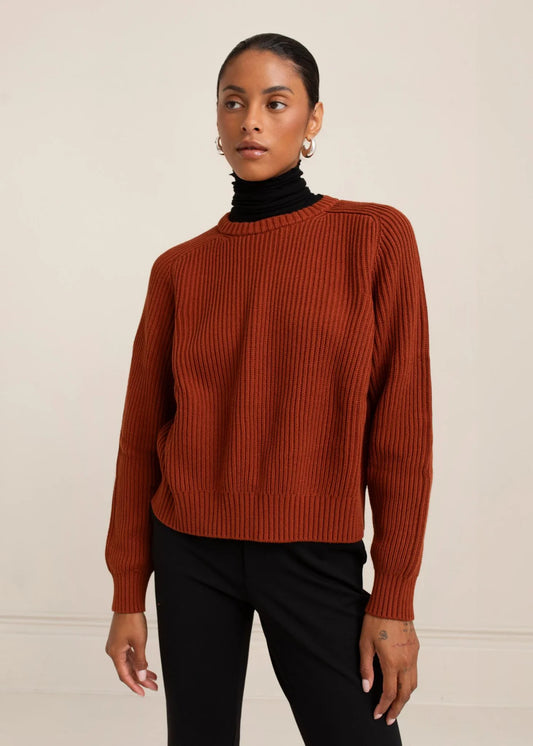 Paper Label | Avery Crew Neck Sweater - Brick Red