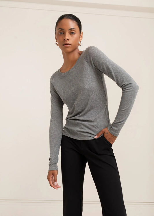 Paper Label | Zuri Long Sleeve - Melange Grey