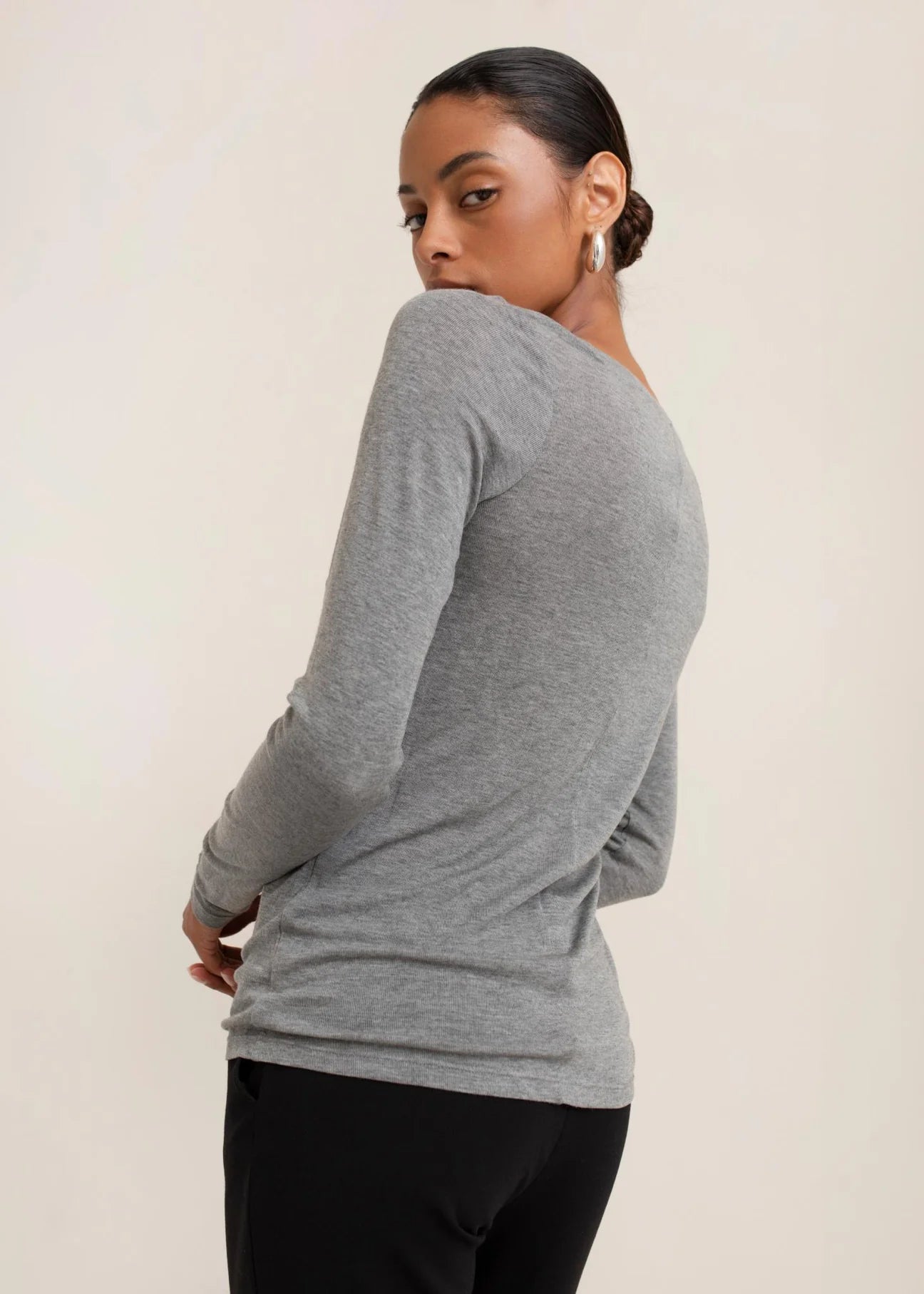 Paper Label | Zuri Long Sleeve - Melange Grey