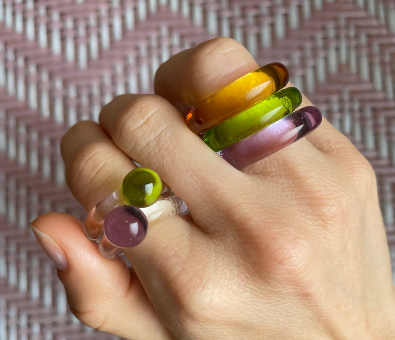 Sandralexandra | Linea Glass Ring - Lime Green