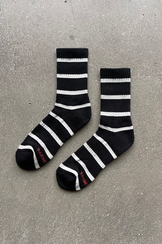 Le Bon Shoppe | Striped Boyfriend Socks - Black Stripe