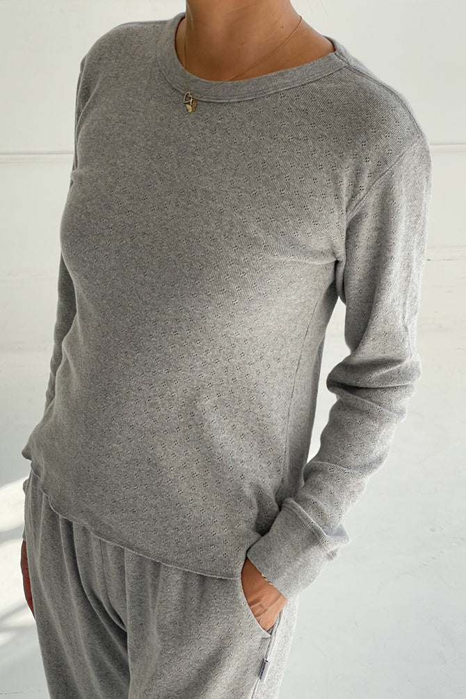 PRE-ORDER | Le Bon Shoppe | Pointelle Fundamental Tee - Melange Grey