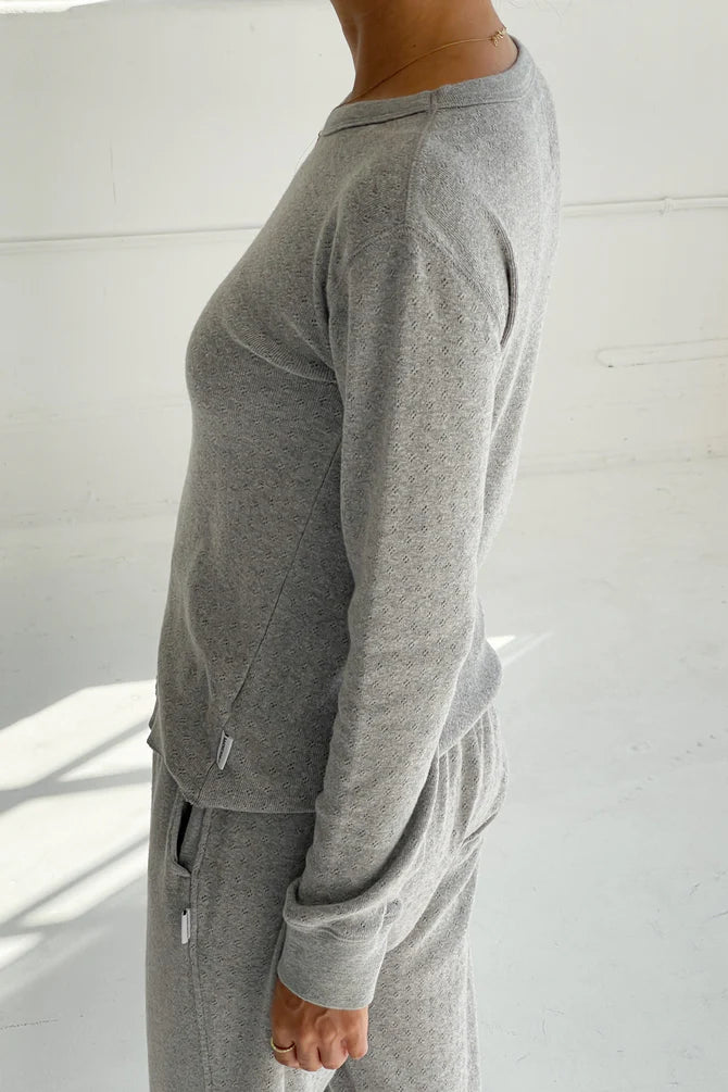 PRE-ORDER | Le Bon Shoppe | Pointelle Fundamental Tee - Melange Grey