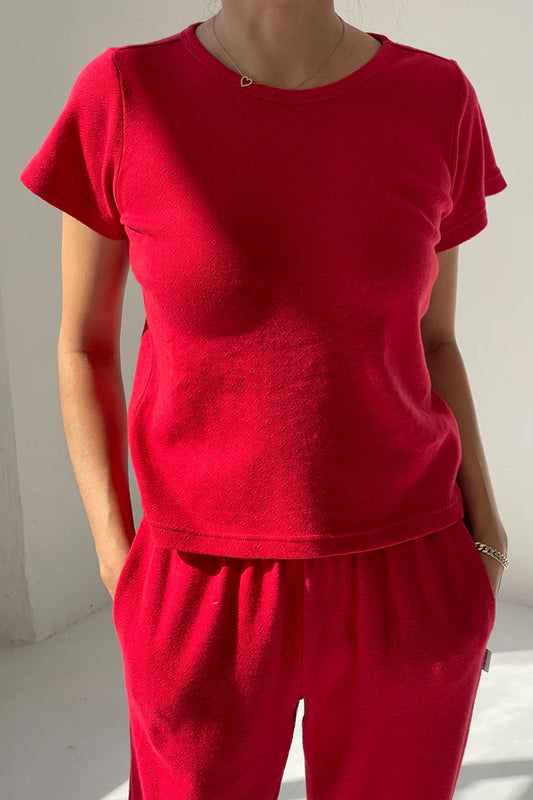 Le Bon Shoppe | Pointelle Babe Tee - Red Apple