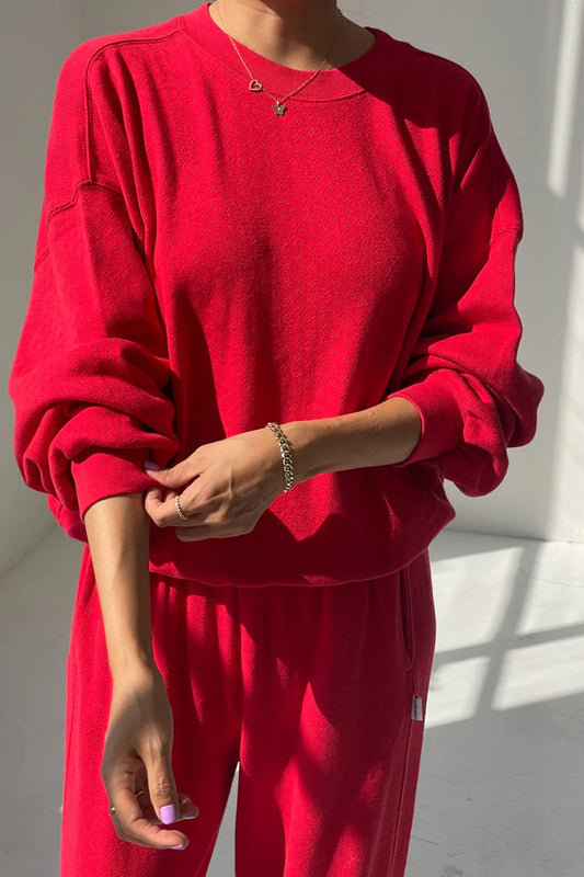 Le Bon Shoppe | Pointelle Core Sweatshirt - Red Apple