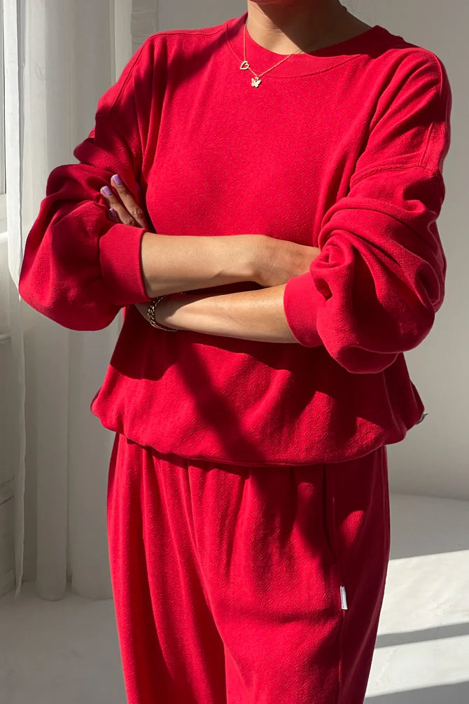 PRE-ORDER | Le Bon Shoppe | Pointelle Core Sweatshirt - Red Apple