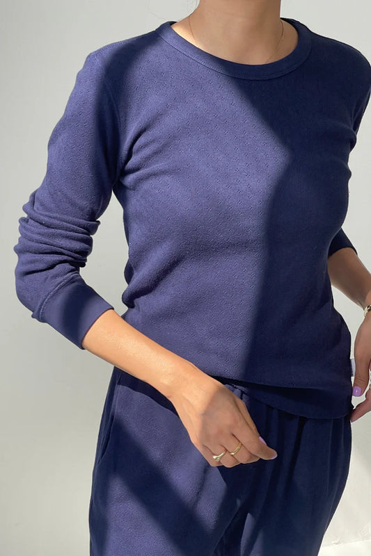 Le Bon Shoppe | Pointelle Fundamental Tee - Navy