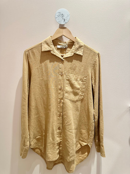 Astrid | Woven Shirt, Linen - Caramel