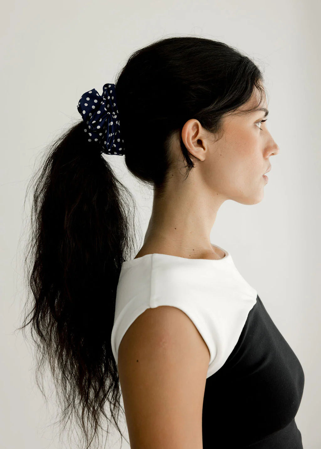 A Bronze Age | Oversized Cotton Scrunchie - Navy Polkadot