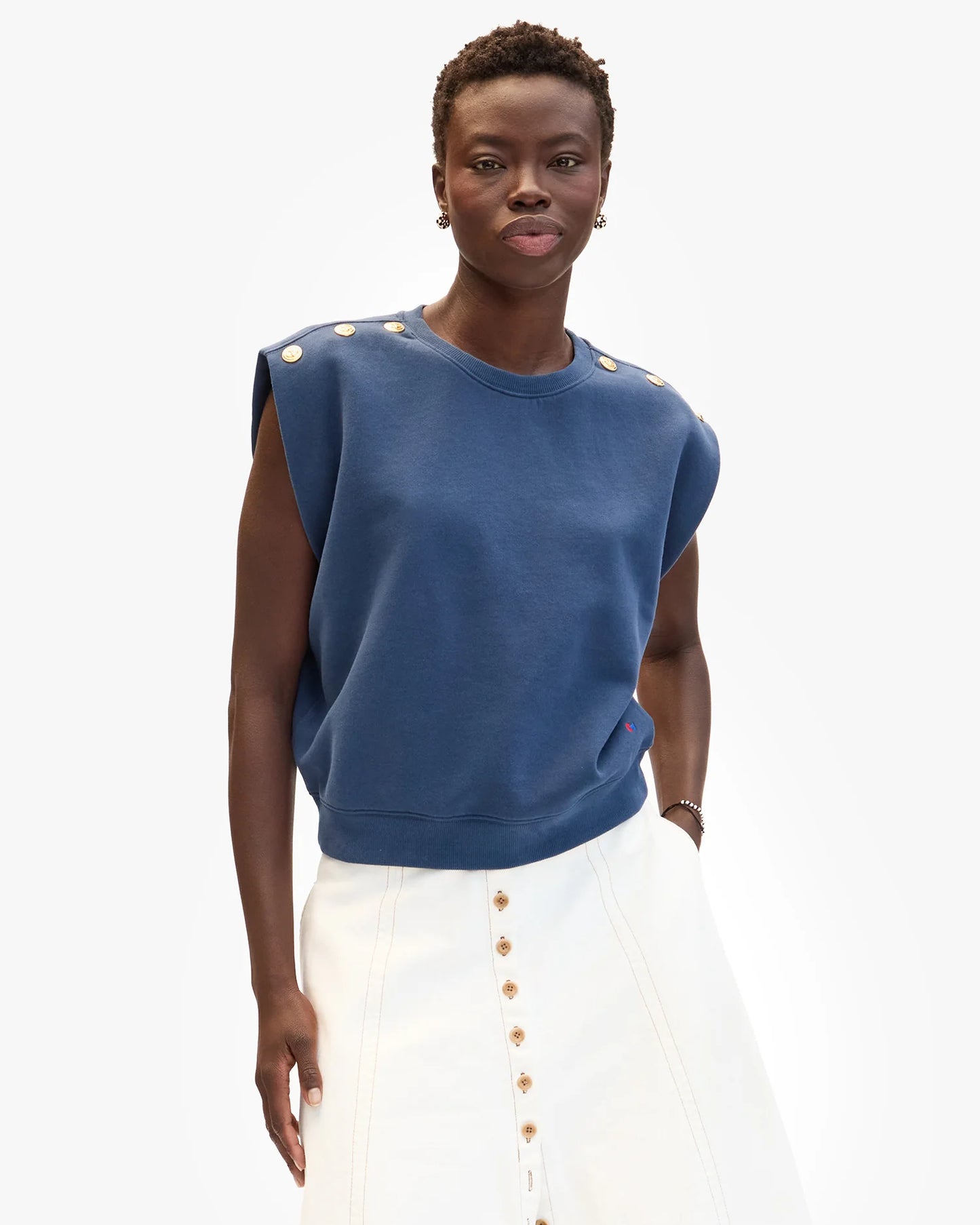 Claire V. | Le Vest Anchor Buttons - Navy
