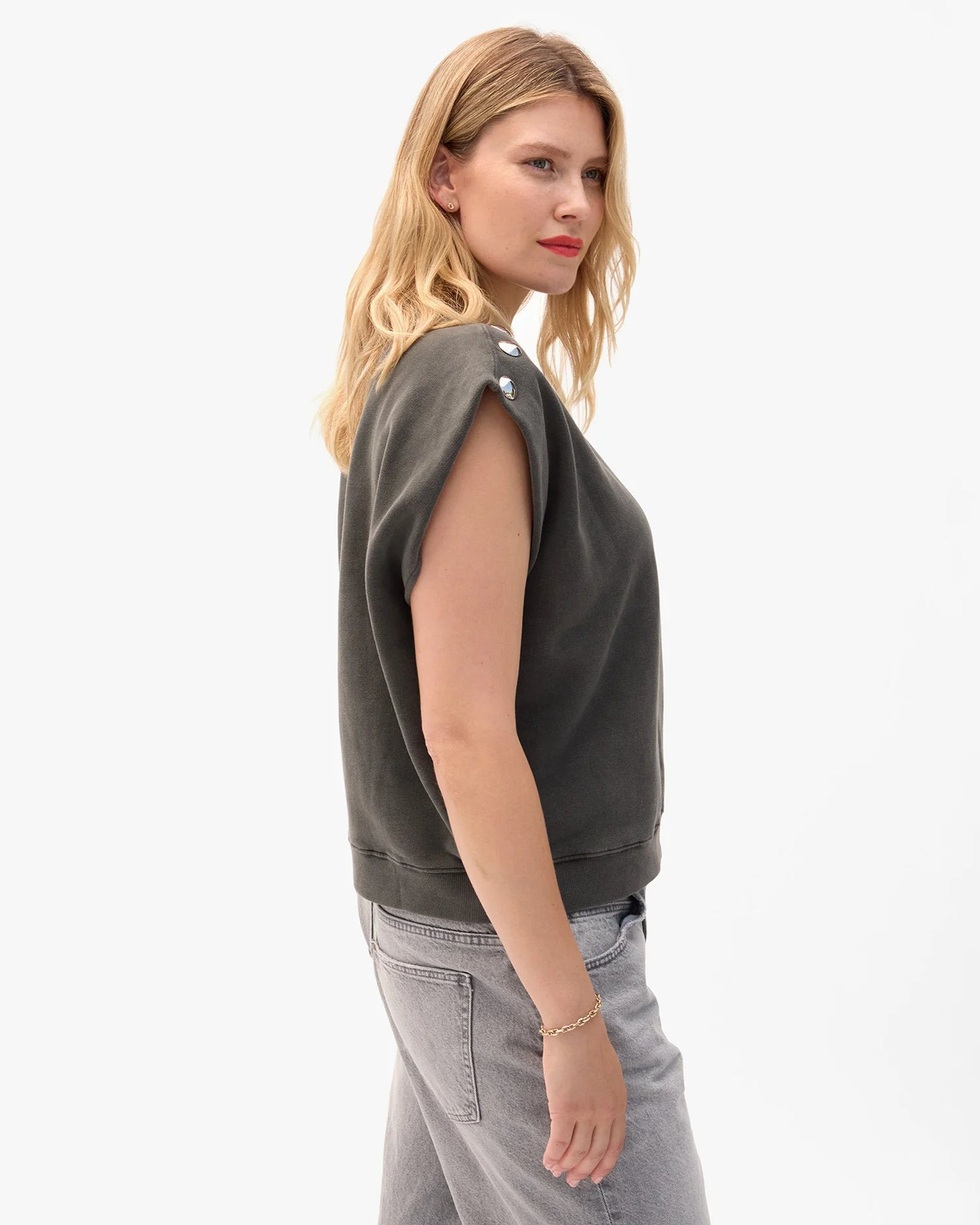 Claire V. | Le Vest w Studs - Grey Milange