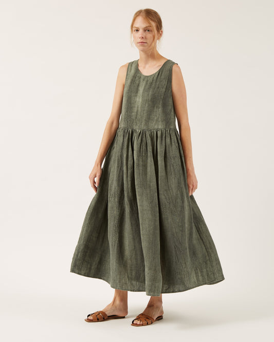 Naïf | Calla Dress - Crinkle Linen Olive Green