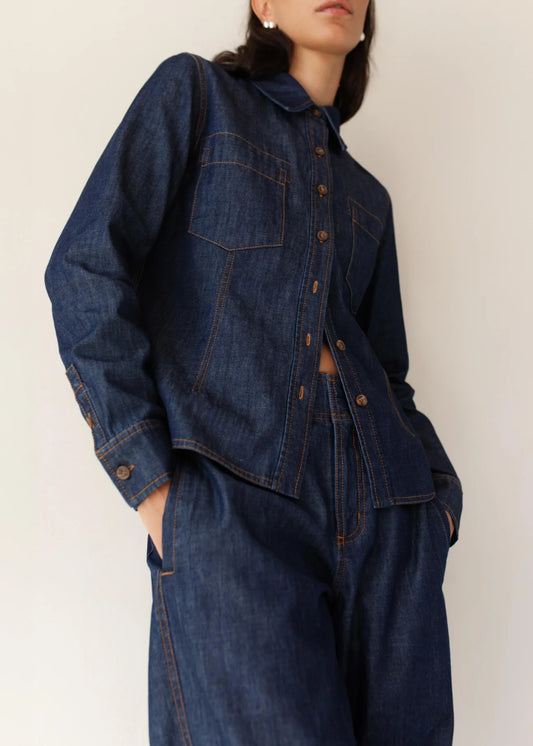 Paper Label | Lois Denim Shirt - Dark Chambray