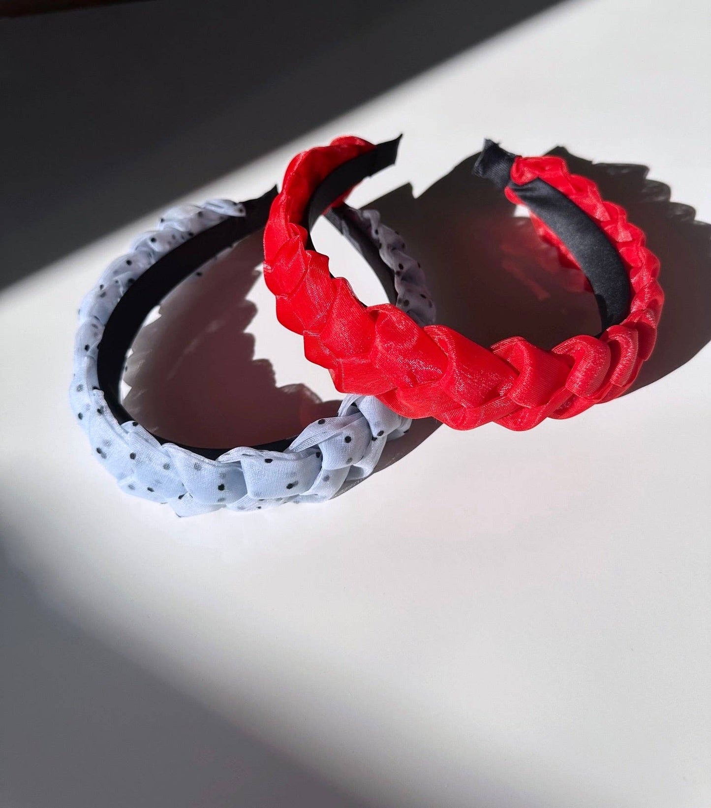 Solar Eclipse | Handmade Organza Braided Headband - Blue Spot