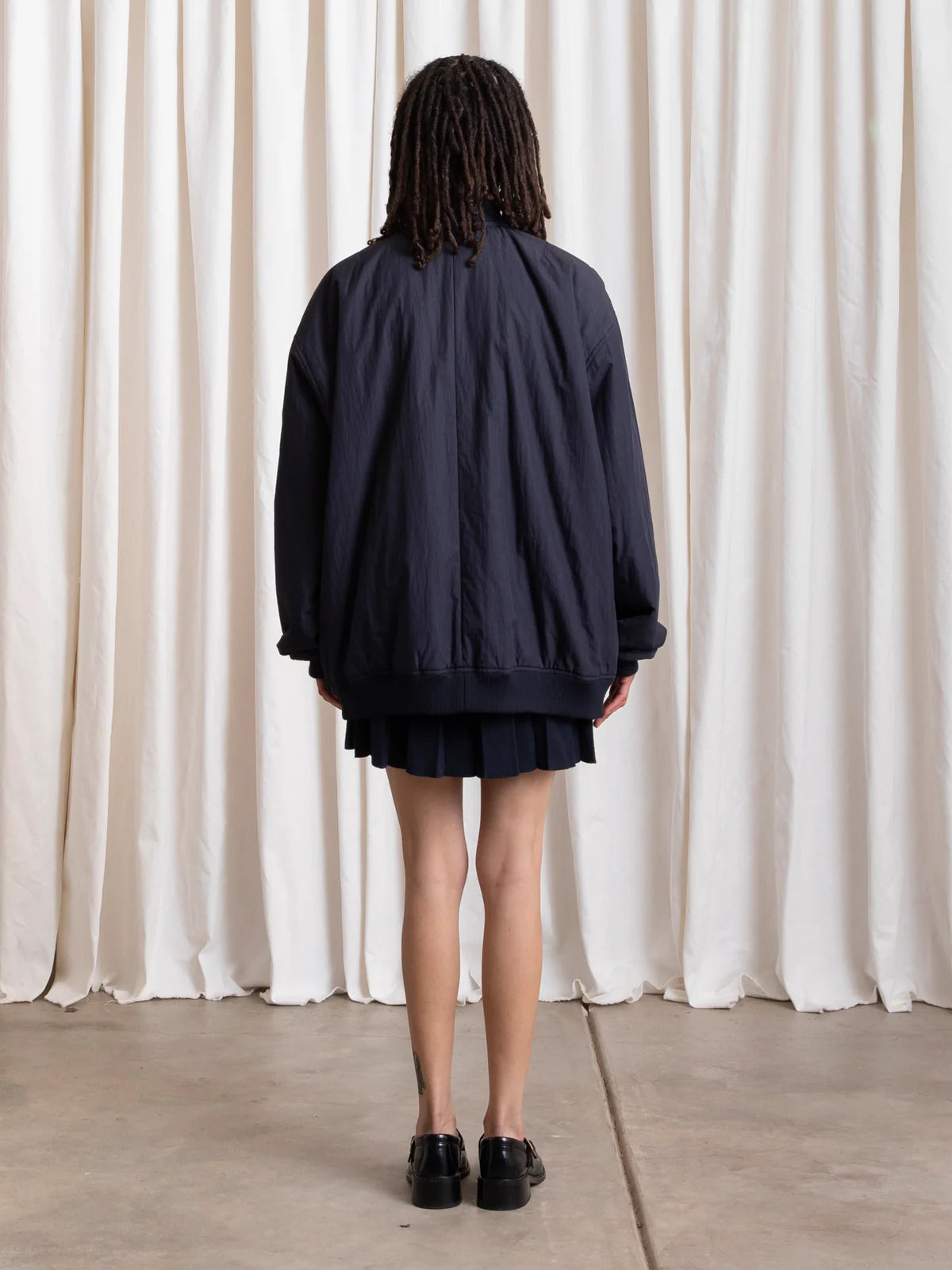 Ali Golden | Oversized Bomber Jacket - Deep Navy