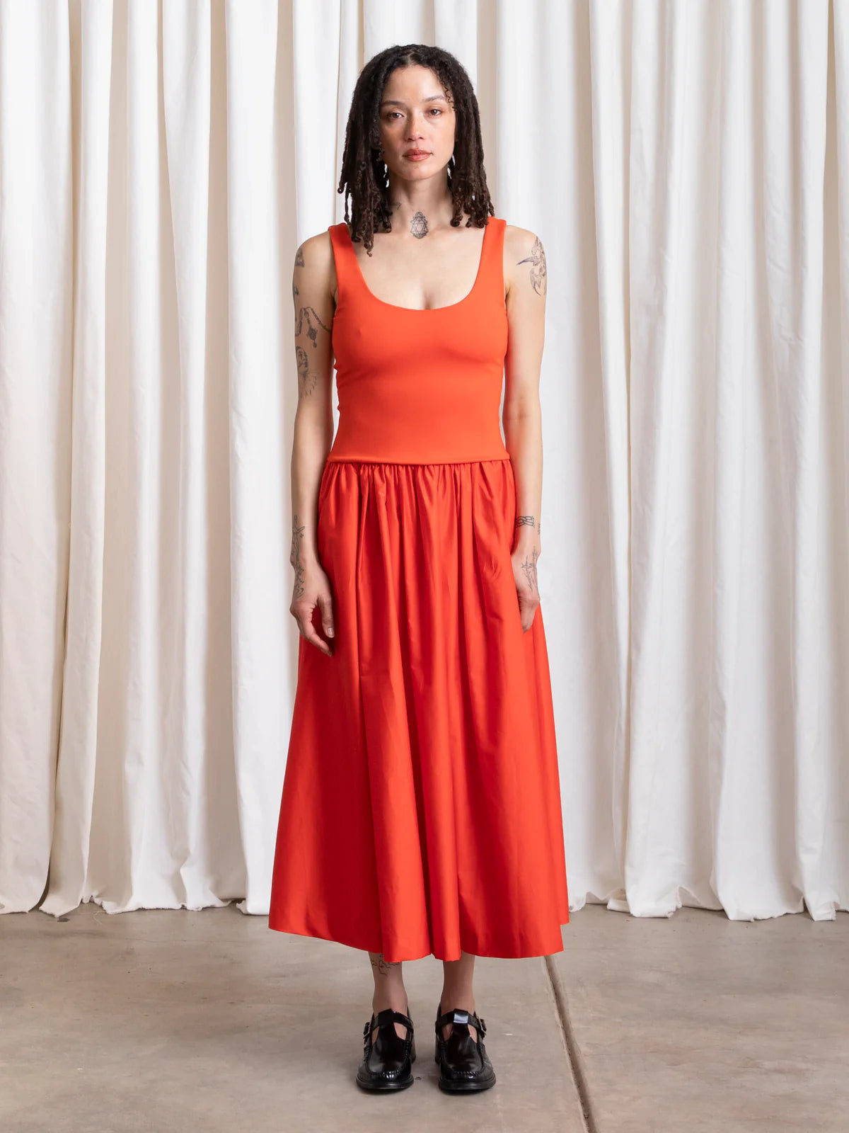 Ali Golden | Mixed Fabric Dress - Poppy