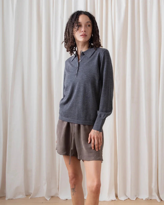Ali Golden | New Polo Pullover - Charcoal