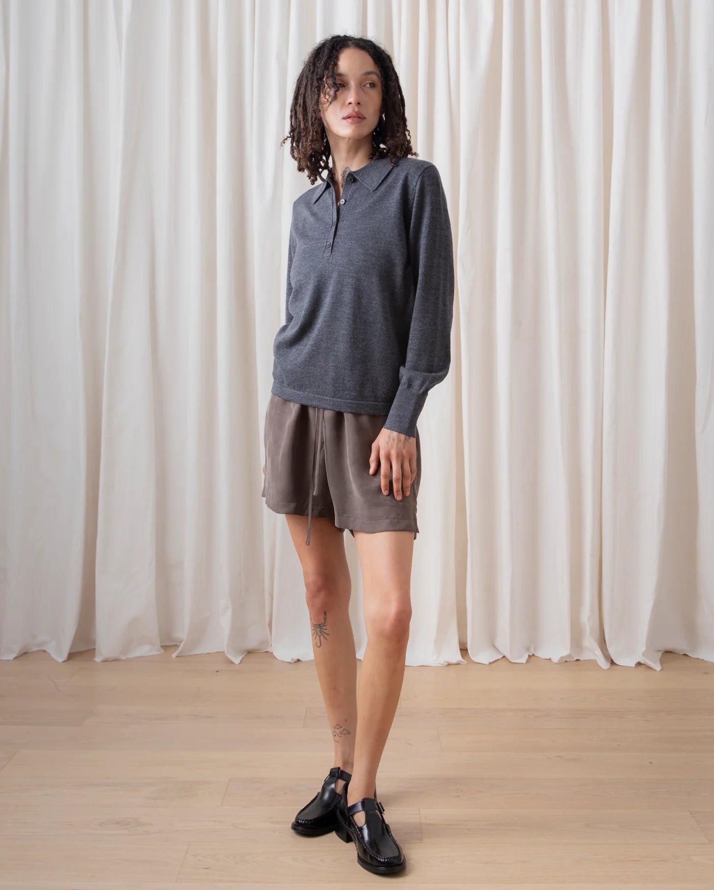 Ali Golden | New Polo Pullover - Charcoal